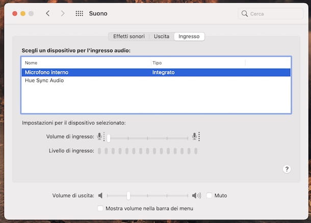 Configuración del micrófono de MacOS