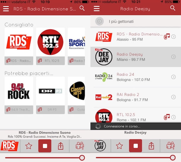 Captura de pantalla de myTuner Radio Italia